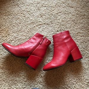 Red Ankle Boot with Heel